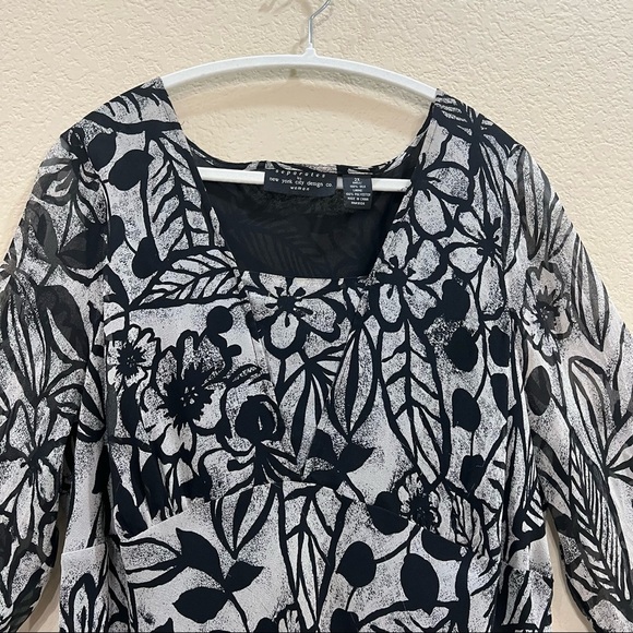 Separates By New York City Design Co Black Floral Silk Top Sz 2XL Y2K Fairy Boho - Picture 4 of 8